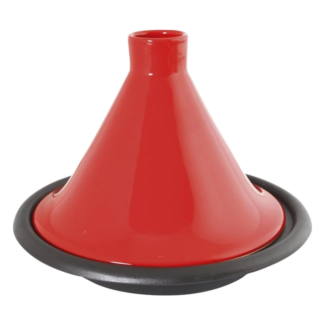 Tajine Tradifonte 509833 in Ghisa Nero con Coperchio Gres Rosso - Diametro 31 cm