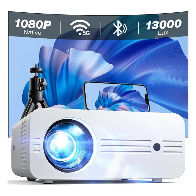 Proyector Portátil 5G WiFi Bluetooth Mejorado 13000 Lumens Full HD 1080P Nativo 4K Compatible - Izeeker Proyector Cine en Casa