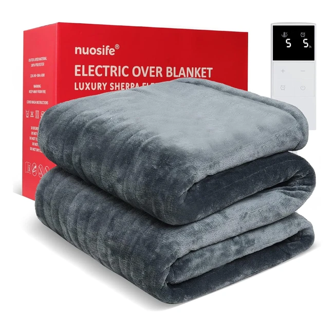 Manta Eléctrica Nuosife - 10 Niveles de Calor - 12 Horas Apagado Automático - Lana de Sherpa - Lavable - 160x130cm