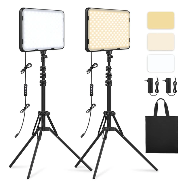 Paquete 2 Luces LED Vídeo 160cm63 Obeamiu 20W Foco Luz 25008500K Fotografía Maquillaje YouTube Vídeo Juegos
