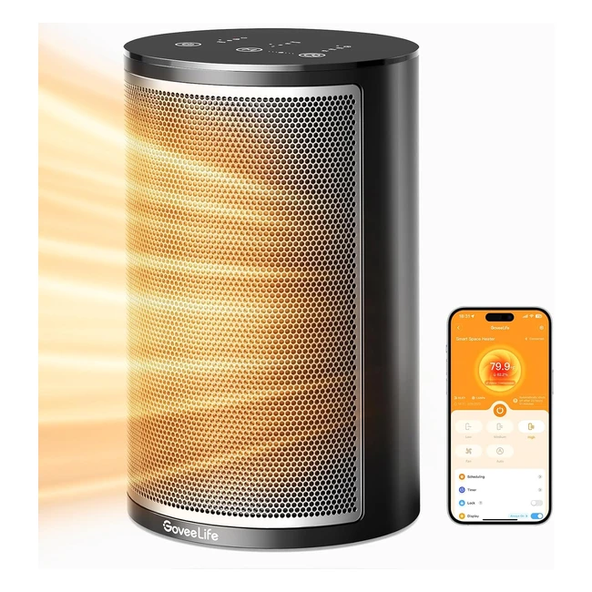 Termoventilatore Goveelife in ceramica, risparmio energetico, riscaldamento elettrico da 1500W