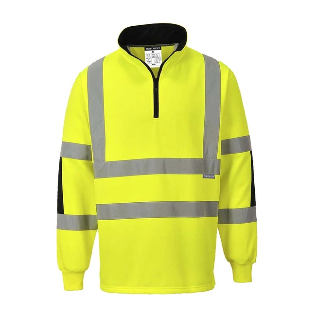 Portwest B308 High Visibility Workwear Xenon Rugby Shirt Yellow Medium - Breathable and Durable