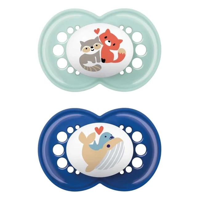 MAM Original Ciuccio Set da 2 Caucci con Custodia Porta Succhietto 16 Mesi - Azzurro