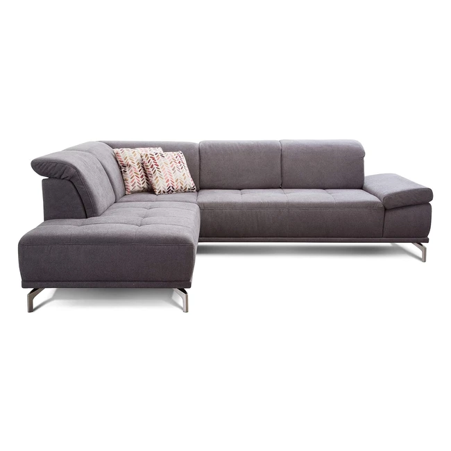 Cavadore Ecksofa Carly mit Federkern, verstellbar, 273 x 81 x 234, Webstoff Grau