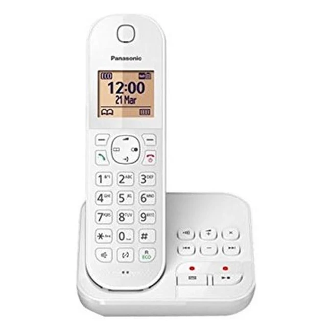 Téléphone sans fil Panasonic KXTGC420FRW avec répondeur numérique, mains libres, identification de l'appelant et blocage des appels indésirables - LCD blanc