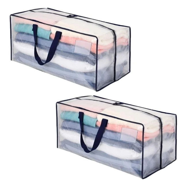 Lot de 2 sacs de déménagement transparents extra larges avec sangles de sac à dos et fermetures éclair solides