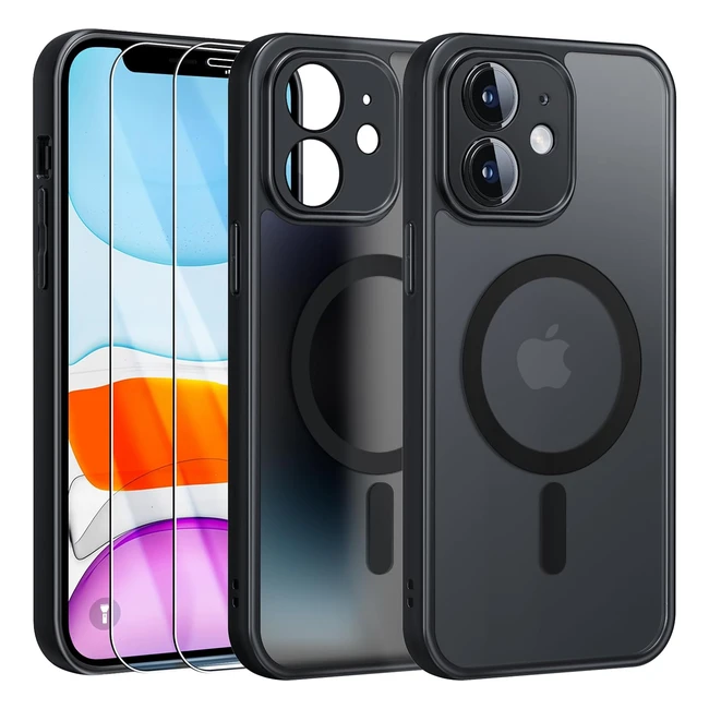 Cover magnetica Fllao per iPhone 11 - Custodia e 2 pellicole in vetro temperato - Nero