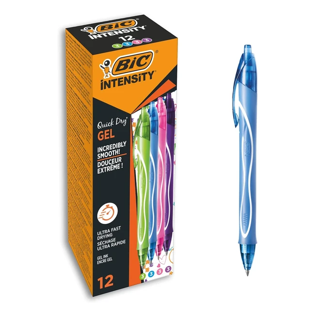 Penne Gel BIC Intensity, Punto Medio 07mm, Colori Assortiti - Confezione da 12