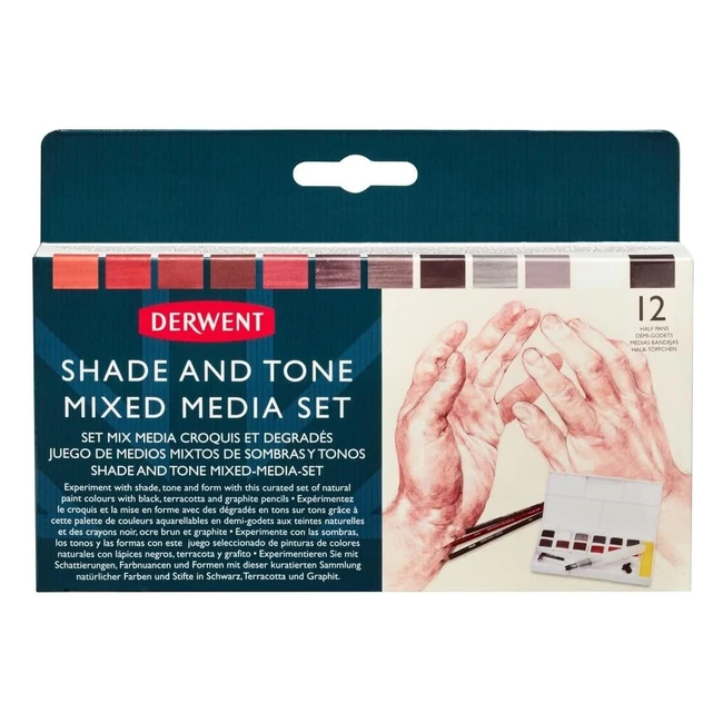 Juego de Colores Derwent para Sombrear y Crear Tonos - 16 Colores Naturales - Inktense, Graphitint, Lápices y Carboncillo Tintado - Calidad Profesional