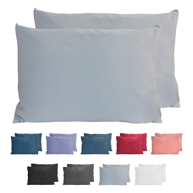 Komfortec Kissenbezüge 100% Baumwolle 2er Set 40 x 60 cm super weiche Premium-Jersey-Kissenbezug 150 g/m² grau
