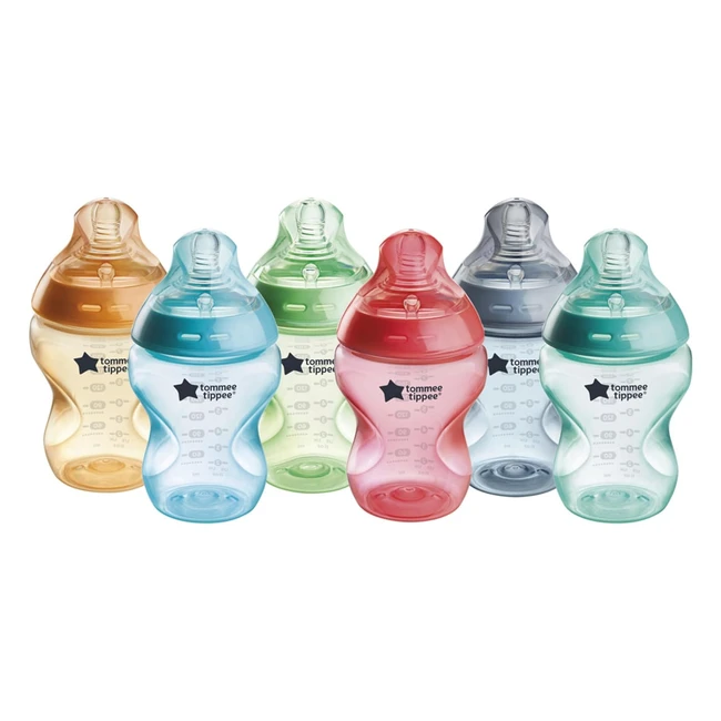 Tommee Tippee Closer to Nature Anticolic Baby Bottle - Pack of 6 - Fiesta Multicoloured