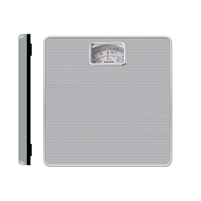 Salter 433 SVDR Mechanische Badezimmerwaage - Batteriefrei, Rutschfest, Körperwaage - Leicht ablesbares Drehrad - Maximal 120kg - Präzises Gewicht in kg/st/lbs - Grau