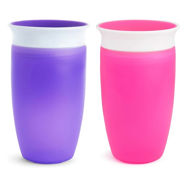 Tasse d'apprentissage Miracle 360 Munchkin pour bébé - Antifuites - Sans BPA - Lot de 2 - Rose/Violet
