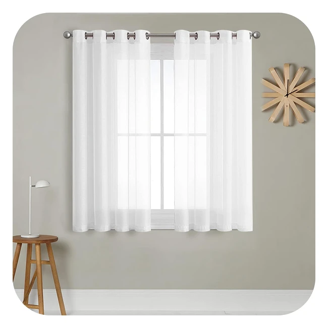 Rideau Voilage Blanc 140x183 cm - Effet Lin - Décoration Intérieure Moderne