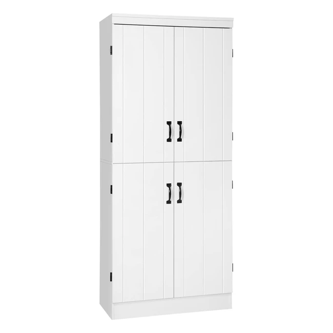 Armoire de cuisine haute Homcom, 4 portes, meuble de rangement autonome, 6 étages avec 2 étagères réglables