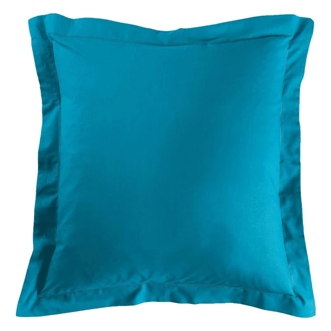 Taie d'oreiller volant plat en coton uni, douceur d'intérieur 1640694, outre mer, 63 x 63 cm