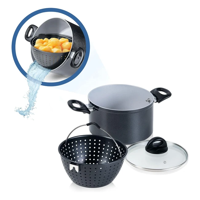 Olla Genius Cerafit Magic Pot A24661 - 20cm, 37L, Filtro y Tapa de Cristal