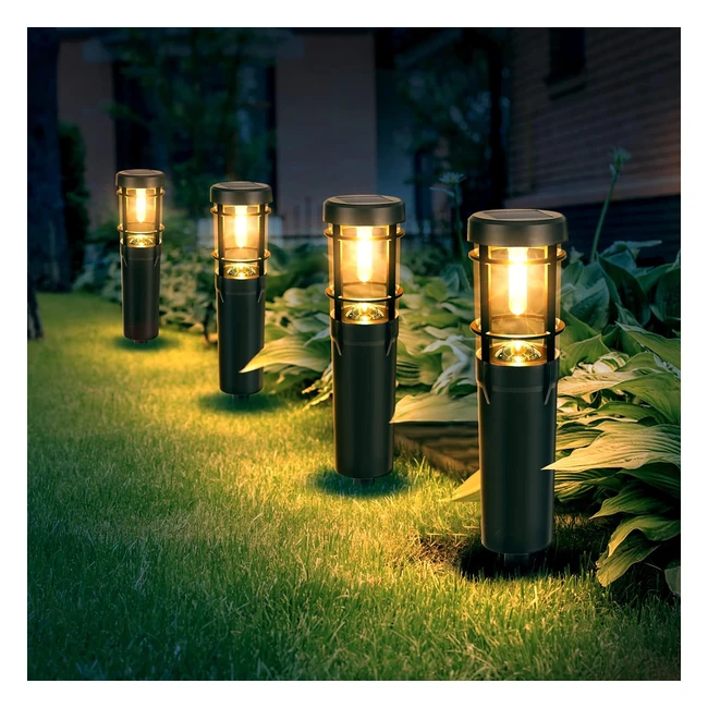 Lampada Solare Giardino Esterno - 4 Pcs - IP65 - Bianco Caldo - LED Luce - Lampione Terra - Balcone Decorazione - Piscina Cortile Vialetto