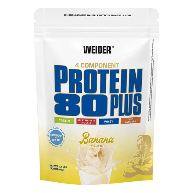 Weider Protein 80 Plus Multicomponenti Banana 1x500 gr - Proteine in Polvere per Shake Cremosi