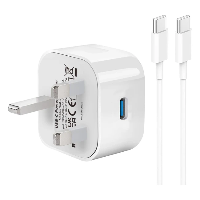 Samsung Fast Charger Cable and Plug for Galaxy S23/S22/S21/S20/S20FE/S10/A04/S14/A22/A51/A52/A53/A54/iPhone 15/15 Plus/15 Pro/15 Pro Max Type C Cable Fast Charge and Plug