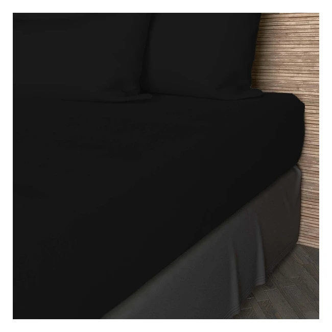 Drap Housse Coton Noir 140x190 cm - Soleil d'Ocre (Réf: XXX) - 57 fils - Bonnet de 30 cm