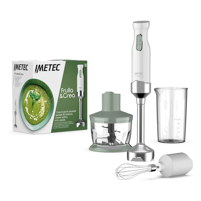 Frullatore a immersione Imetec Frullacrea, 3 accessori inclusi, 1000W, 2 velocità