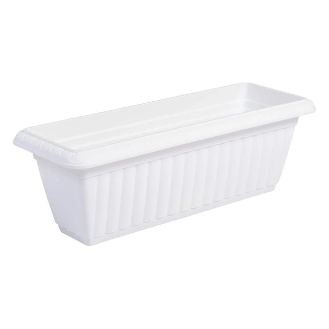 Iris Ohyama Plant Pot - 50cm Slim Planter with Water Drainage System - Indoor/Outdoor - White