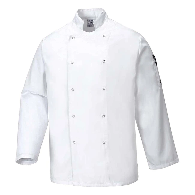 Chaqueta de Chef Portwest Suffolk Tamaño L Blanco C833WHRL - ¡Alta calidad y comodidad!