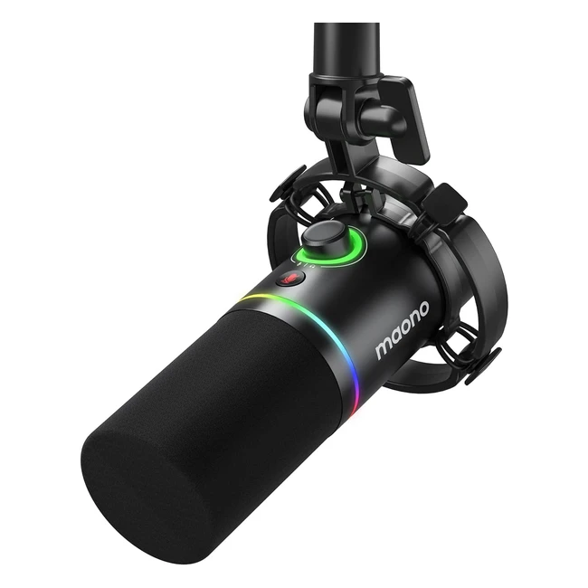Maono Microfono Dinamico XLRUSB RGB per Podcast - Alta Qualità, Facile da Usare
