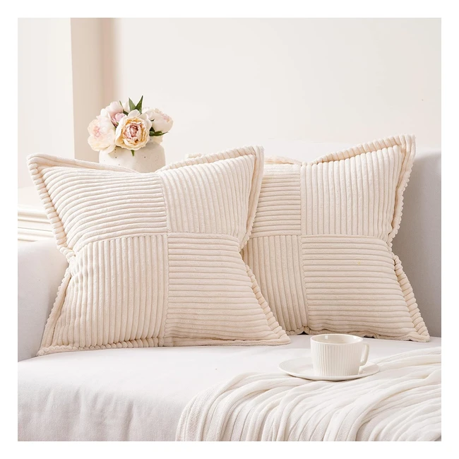 Funda de Cojín Topfinel 45x45 - Decoración Hogar - Estilo Moderno - Color Crema - 2 Piezas