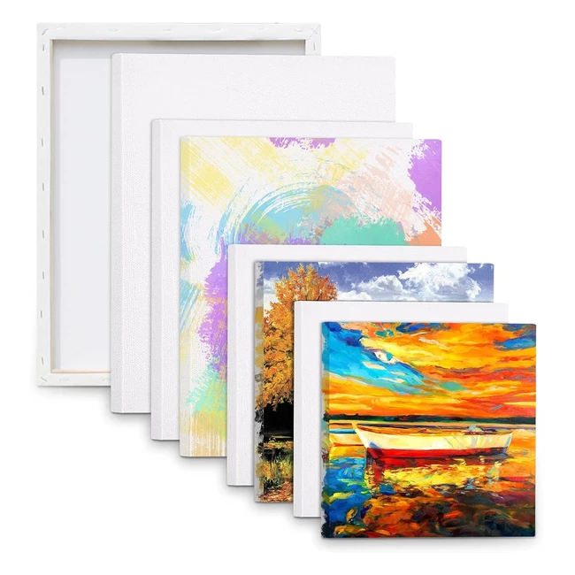 Set 8 tele bianche per pittura - Dimensioni assortite - Telaio in legno - Ideale per artisti e dilettanti