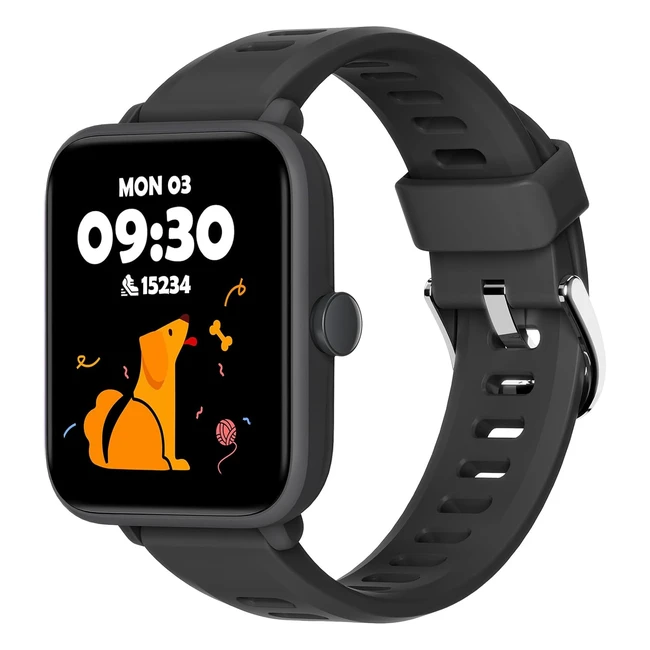 Pulsera Actividad Niños Niñas 3-14 años | Reloj Inteligente BiggerFive | Podómetro, Frecuencia Cardíaca | Resistente al Agua 5 ATM | Monitor de Sueño | Despertador | Juegos de Rompecabezas | Negro