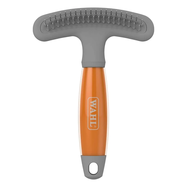 Wahl Double Row Rake and Shedding Blade Pet Brush - Professional Grooming Tool for Dogs and Cats - Removes Loose Hair and Fur - Gel Handle Deshedding Tool