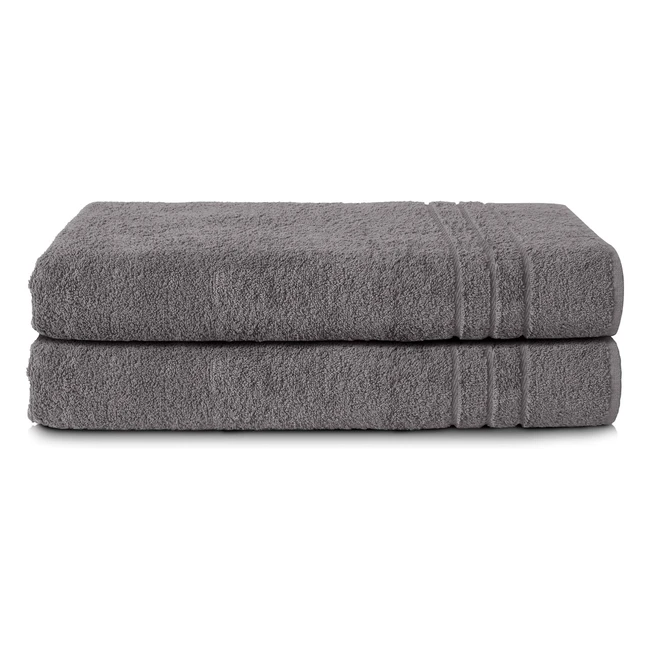 Komfortec Saunatücher Set 2 Stück 80 x 200 cm 100% Baumwolle XXL Saunatücher Weich Groß Frottee Schnell Trocknend Anthrazitgrau