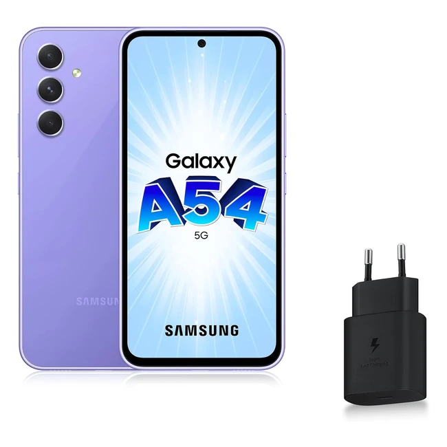 Samsung Galaxy A54 5G - Smartphone Android 128 Go - Chargeur secteur rapide 25W inclus - Exclusivité Amazon - Lavande