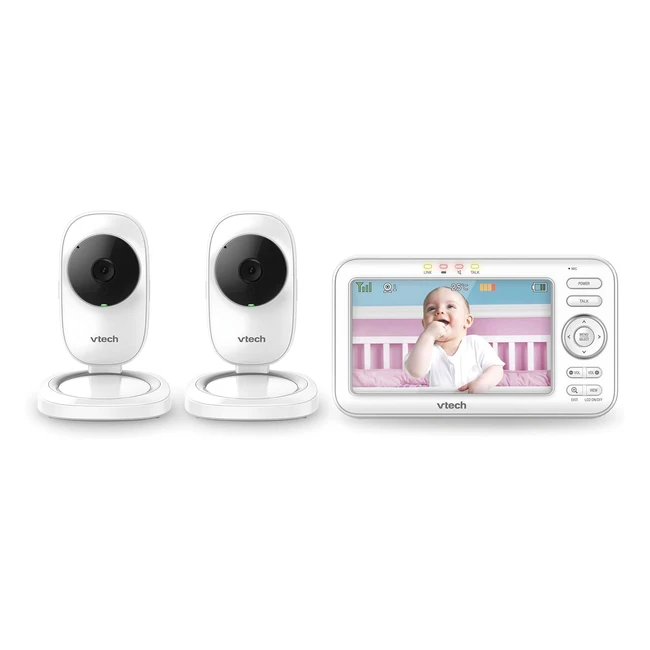 VTech LM8082W Baby Monitor - Long Range, Night Vision, 2 Cameras, 5" Screen