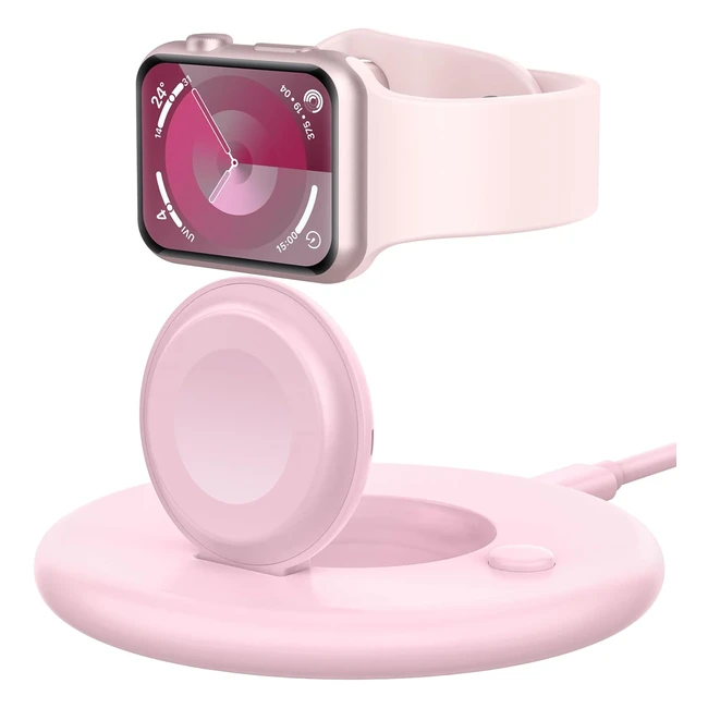 Caricabatterie Apple Watch - Ricarica Rapida - Supporto Magnetico Pieghevole - Compatibile con Serie 9876543 SeUltra Rosa