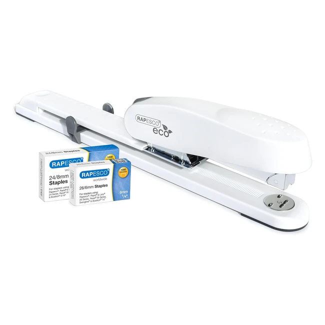 Rapesco 1481 Eco 790 - Pinzatrice a Braccio Lungo per Spessori Elevati - Capacità 50 Fogli - Bianco