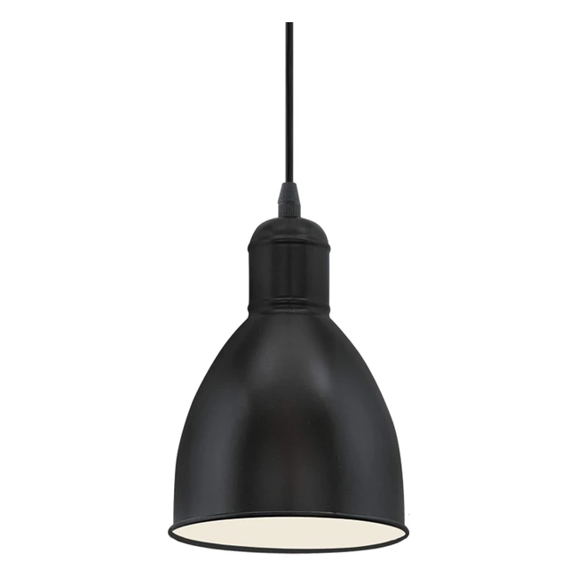 Lampada sospensione Priddy, design vintage retrò industriale, acciaio nero bianco E27