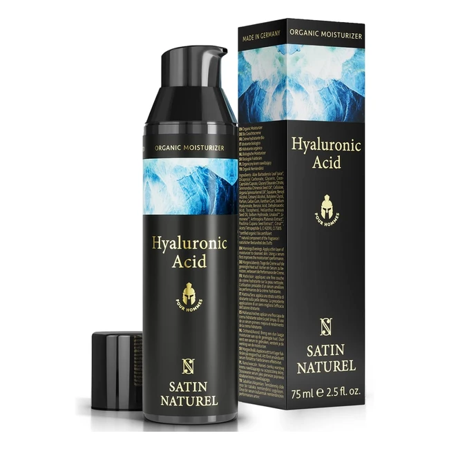 Organic Hyaluronic Acid Face Moisturiser for Men - Anti Aging Cream with Aloe Vera - 75ml