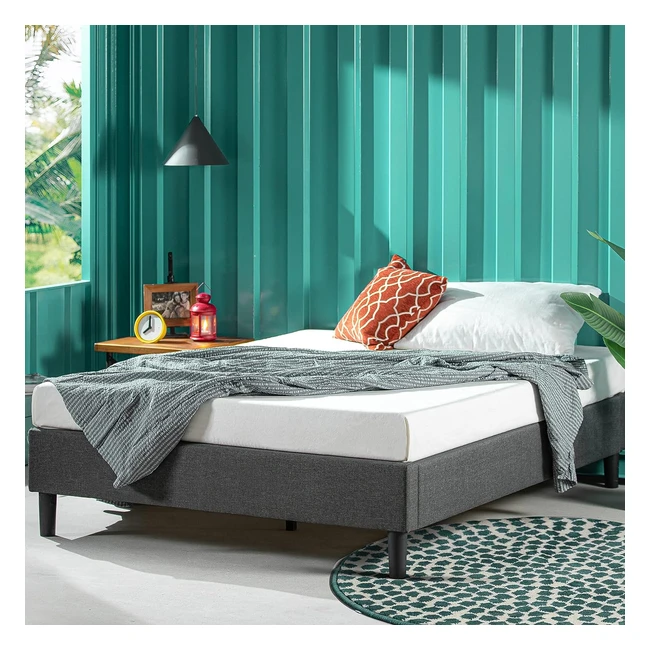 Zinus Curtis 35 cm - Telaio Letto Imbottito 160x190 cm - Supporto Doghe in Legno - Facile Montaggio