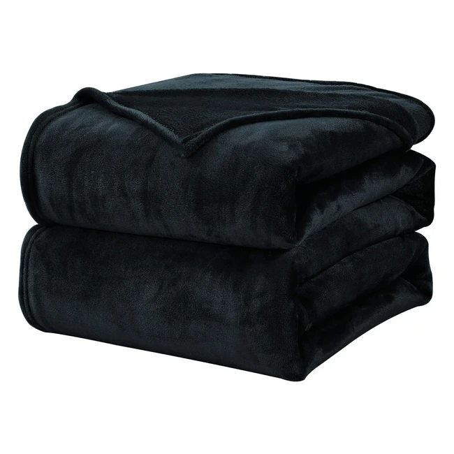 Wavve Fleece Blanket King Size XXL Black 75ft x 9ft - Soft, Warm, Versatile