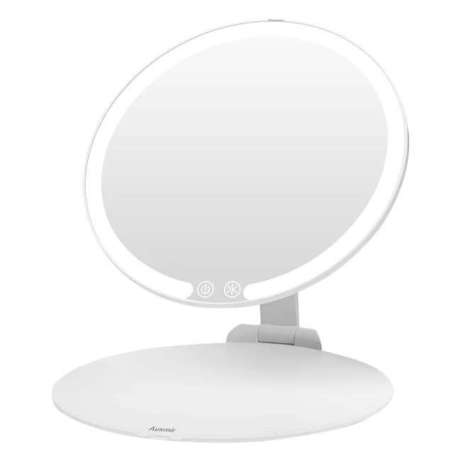 Specchio Trucco Portatile Auxmir - Ricaricabile, Pieghevole, 3 Colori Luci LED