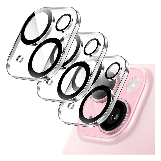 Pellicola Fotocamera iPhone 15/15 Plus - Vetro Temperato 9H - Protezione Obiettivo HD - Pacco da 3