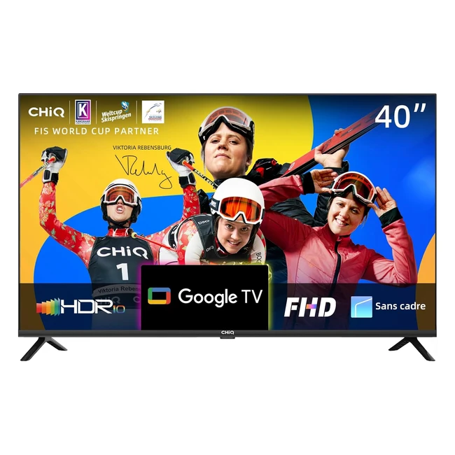 TV Chiq 40 pouces L40G7V Google TV FHD sans cadre, Google Assistant, Google Play, Chromecast intégré, triple syntoniseur, wifi 5G, Bluetooth, HDMI ARC, USB 2.0, CI