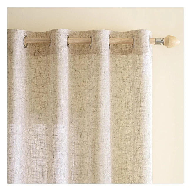 Rideaux en lin transparents Emema - Élégance vintage pour salon et bureau - 2 panneaux 140x245 cm - Ivoire