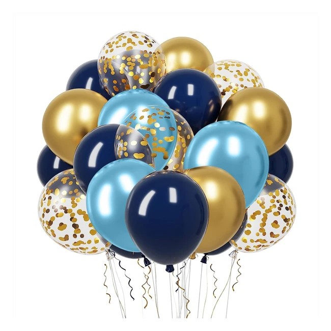 Ballons anniversaire bleu or 50pcs - Décoration anniversaire garçon - Mariage - 12 pouces