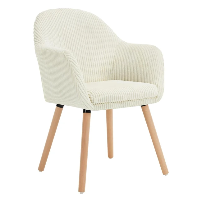 Chaise de salle à manger ergonomique Woltu avec accoudoirs en velours côtelé beige