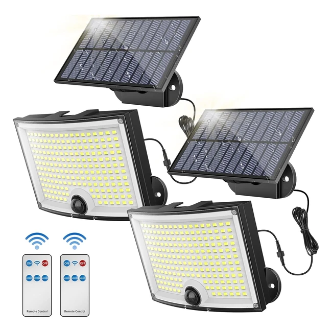 Faretto LED Solare Esterno 202 LED IP65 - Luce Super Luminosa - 3 Modalità - Impermeabile