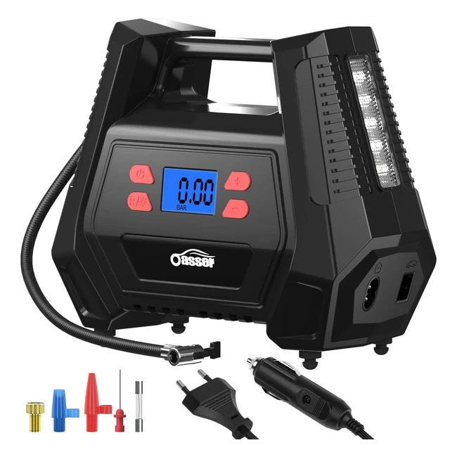 Compresseur Voiture Oasser ACDC Double Alimentation 220V Maison ou Allume-Cigare 12V 150PSI - Gonfleur Pneus Voiture pour Voitures Motos Vélos Balles